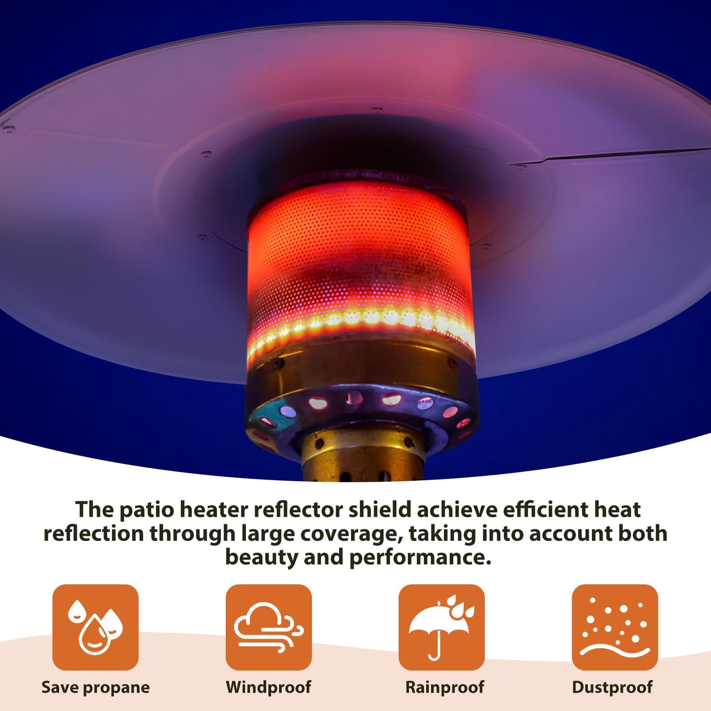 Retisee 4 Pack Patio Heater Reflector Shield - 33" Aluminum Heat Reflector Shield Top Dome Replacement Parts for Outdoor Propane Heaters