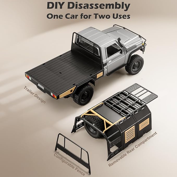 1/12 Scale RC Crawler MN-82S Remote Control Car 2.4GHz 4WD Off Road Rock Crawler Vehicle with Lights DIY Land Cruiser Pickup Truck Toy for Adults