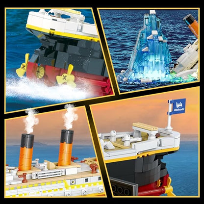 Titanic Building Set with Light 2 in 1 Titanic Ship 3.6mm Mini Building Block 1883 PCS Ship Model with Glacier Display Stand Building Brick Toy Gift for Adults Teens Boys Girls 10 11 12+