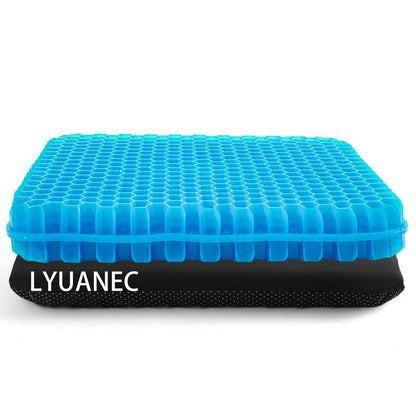 Gel Seat Cushion for Long Sitting - 16.5" x 14.5" x 2.4" (Extra Thick＆Soft) Gel Cushion for People Over 180 lbs, Pressure Relief Cushion for Office Chair, Egg Cushions for Wheelchair, Gel Pad for Car