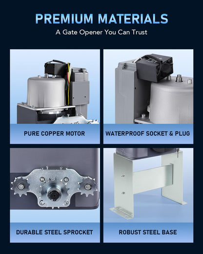 CO-Z APP Smart Automatic Sliding Gate Opener, 280W Electric Gate Opener for Doors up to 1400lb 40ft, Driveway Home Garden Gate Opening System, Gate Complete Kit with Remote Control & IR Sensor