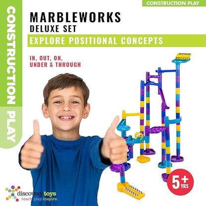 Discovery Toys Marbleworks Deluxe Marble Run | Kid-Powered Learning | STEM Educational Building Block Toy Learning &amp Childhood Development 5 Years Old and Up