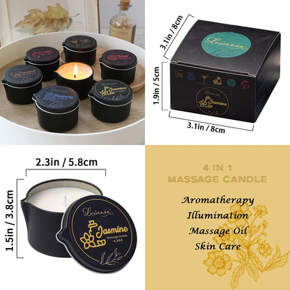 LUXMASA Low Temperature Pure Natural Soybean Oil Massage Candle, Jasmine Scented Aromatherapy Candle for Body Treatment and Skin Moisturizing 2.35 OZ