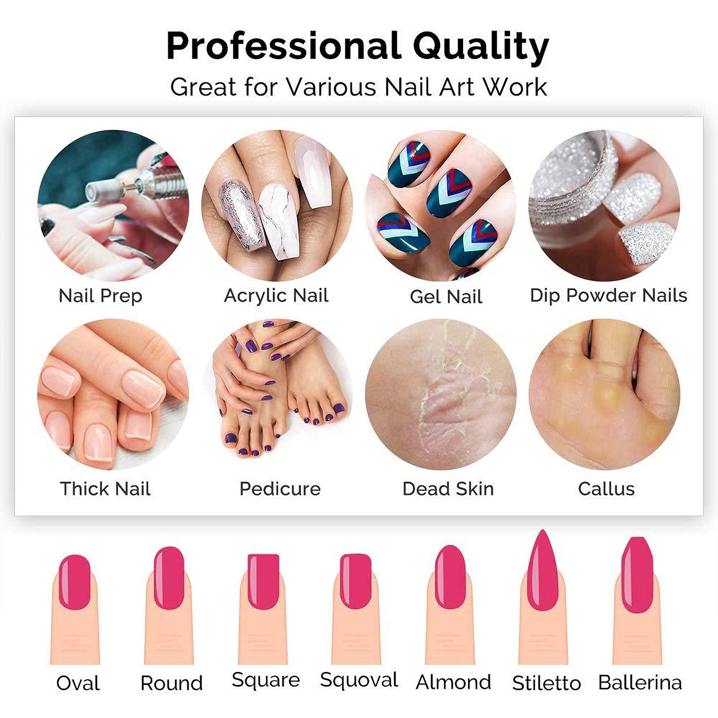 MelodySusie Professional Nail Drill, 30000 RPM Rechargeable Portable Nail Drills, Cordless Electric Nail File Machine with Bits Kit and 106 Sanding Bands, SC300I Black