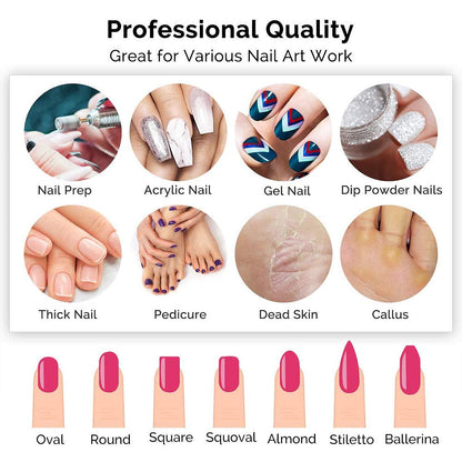 MelodySusie Professional Nail Drill, 30000 RPM Rechargeable Portable Nail Drills, Cordless Electric Nail File Machine with Bits Kit and 106 Sanding Bands, SC300I Black
