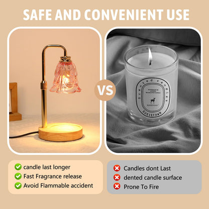 Droyek Candle Warmer Lamp with Timer Electric Adjustable Height Candle Warmer Dimmable Wax Warmer Lamp Jar Candles with 2 Bulbs for Home Decor & Office