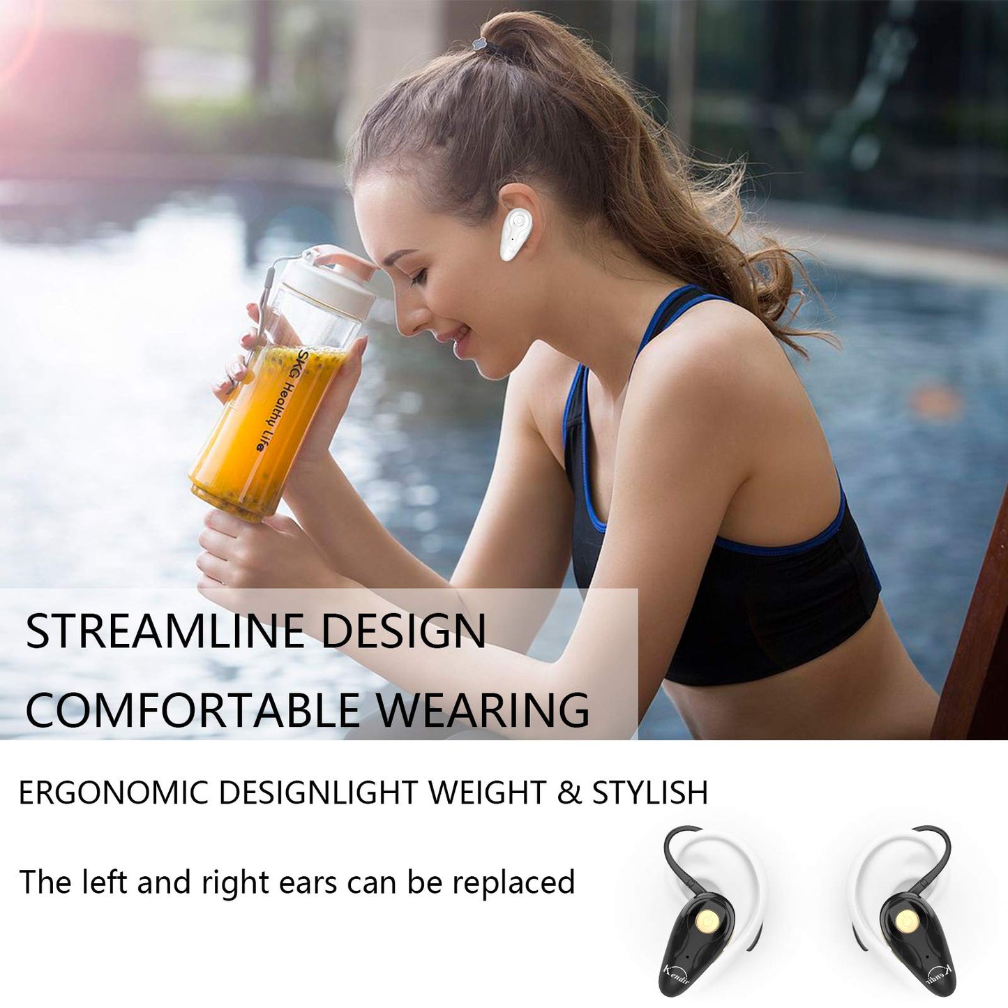 Bluetooth Headset, V5.0 Ultralight Wireless Headphone Cell Phone Earpiece with Mic Headsetcase,Volume Control, Handsfree Earbud,Compatible with Android/iPhone/Smartphones/Laptop