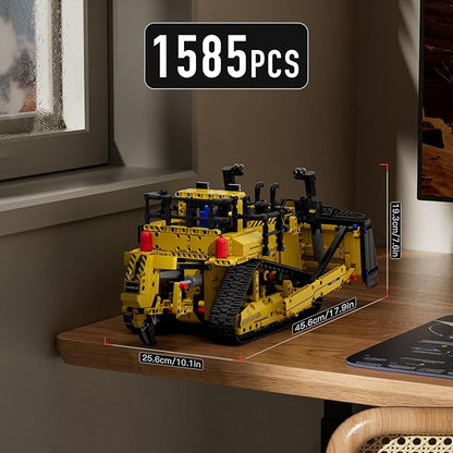 Mould King RC Bulldozer Toys Building Sets Construction Vehicles Dozer Model with Remote Control 15084 STEM Project Building Kits for Adults Aged 14+ (1508 Pieces)