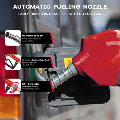 52 Gallon Diesel Transfer Tank with 12V Fuel Pump, Auto Shut-Off Nozzle & 15ft Swivel Hose – Heavy Duty Polyethylene Portable Fuel Tank for Truck, Farm, Construction, RV & Marine Use - Red