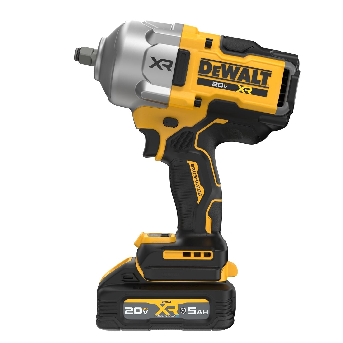 DEWALT 20V MAX XR Cordless Impact Wrench Kit, 1/2” Hog Ring, High Torque, Brushless, Includes POWERSTACK Battery and Charger (DCF961GH1)