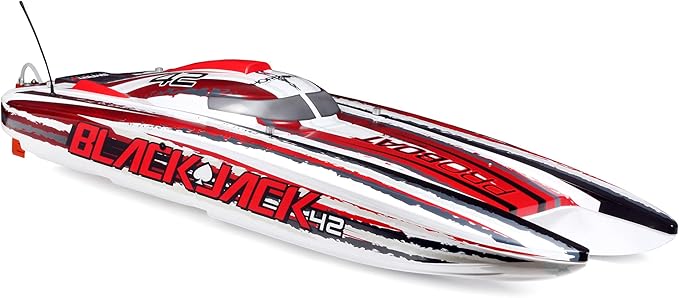 Pro Boat RC Blackjack 42 8S Brushless Catamaran RTRBattery and Charger Not Included White/Red PRB08043T2
