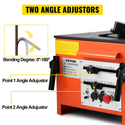 Happybuy Electric Hydraulic Rebar Bender,1700W Desktop Electric Rebar Bender,Bending up to 1 Inch #8 6-25mm Rebar Bending Angle 0-180 Degrees,with Foot Pedal for Bending Steel Rope(1700W RB-25)