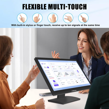 FYHXele 24 Inch Touchscreen Monitor, IPS FHD 1080P Touch PC Display, 100Hz, LED Backlit Multi-Touch Monitor, VESA, HDMI & VGA & USB Computer Touch Screen for Gaming, Business, Warehouse, Bar, Gym