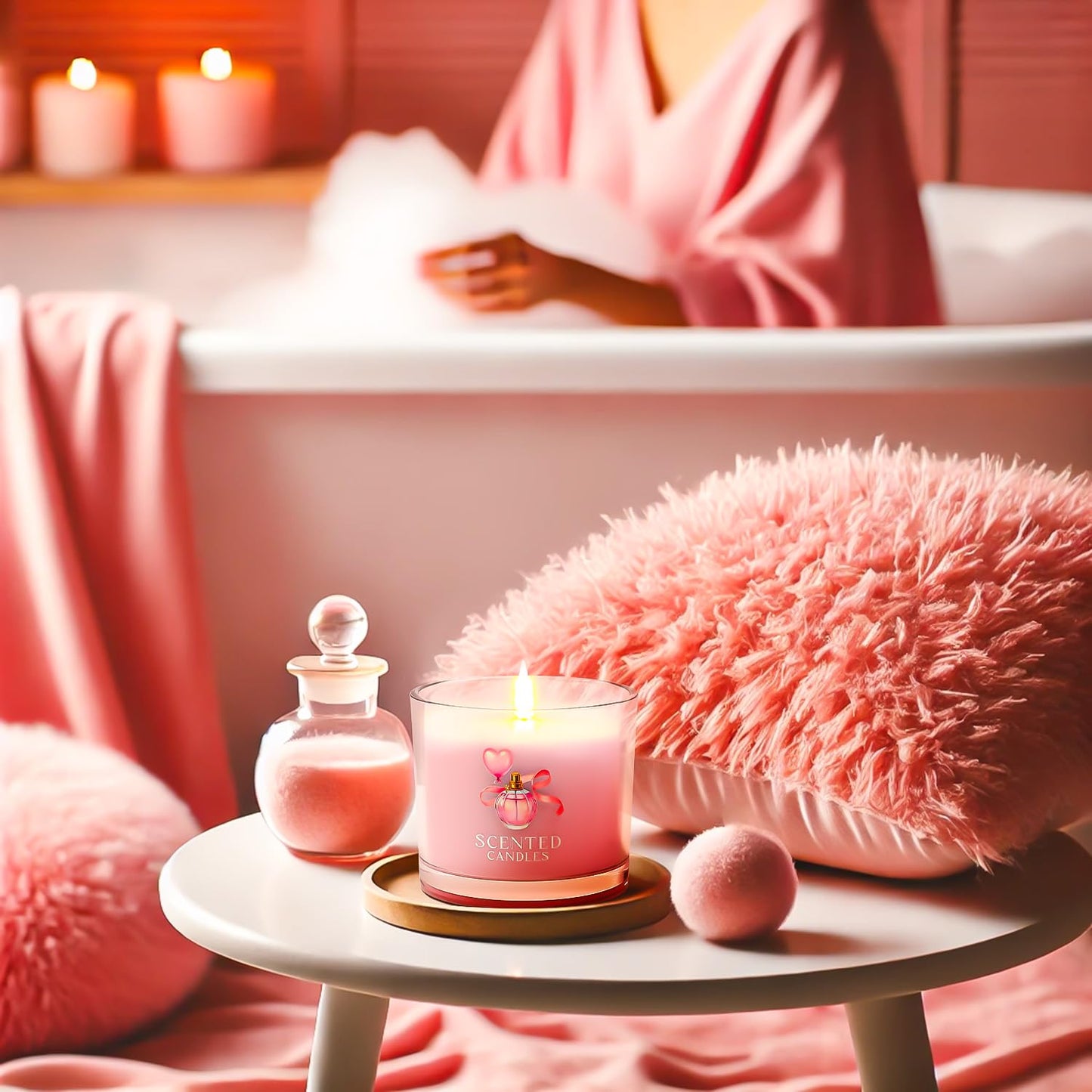 CHILLFLAME Pink Candles, Scented Candle Gift Set for Stress Relief, 6 Votive Candles for Women and Men, Birthday Candle Gifts for Women, Candles Gifts for Women (Pink, 14 oz)