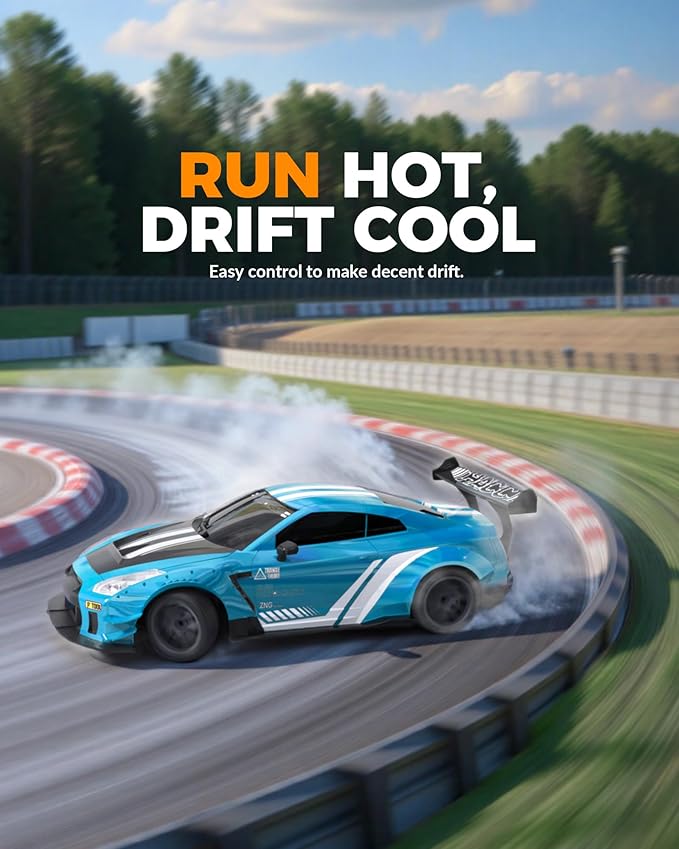 RACENT RC Drift Car 1:20 Scale Remote Control Car with LED Lights 2.4GHz 20KM/H 4WD High Speed RC Vehicle Racing &amp Drifting Tires Two Batteries Toy Idea Gift for Adults Boys Girls and Kids (B