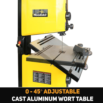 Woodskil 3-Amp 9-Inch Band Saw, 2500FPM Benchtop Bandsaw with Removable Safty Key, Cast Aluminum Table, Steel Base for woodworking