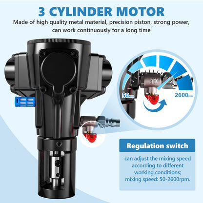 MXBAOHENG 50 Gallon Pneumatic Paint Mixer Stainless Steel Tank Barrel Clip Bracket Mixer Air Agitator 1/2HP
