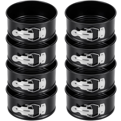 Sunnyray 8 Pcs 4 Inch Springform Pan for Baking Mini Cheesecake Pans with Removable Bottom Nonstick Leakproof Round Cake Mold Spring Form Molds for Mini Cheesecake Pizza and Quiches (Black)