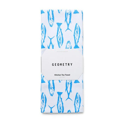 GEOMETRY Tea Towels – Spring & Summer Collection – Quick-Dry, Ultra-Absorbent, Reusable Microfiber Kitchen Towels for Drying & Cleaning - Coastal Catch - 1 Pack
