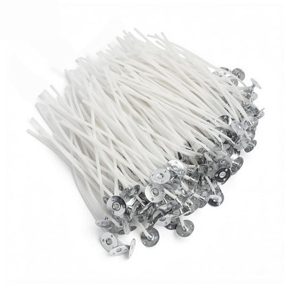 Aubeco 240Pcs Candle Wick, Low Smoke 4 Inch Pre-Waxed Cotton Wick with Tabs, Natural Cotton Core for Candle Making, Soy Candle DIY