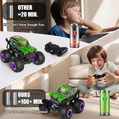Gohero Monster Trucks for Boys Age 4-7 2.4Ghz RC Zombie Monster Truck Toys with Stunt 360°Spin &amp Drift 1:20 Scale Remote Control Car with Light &amp Sounds Gift for 3 5 6 8 Year Old Boys&amp