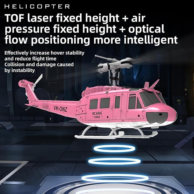 315MM UH-1 Remote Control Helicopter Aircraft for Adults Expert 6CH C032 RC Heli Maintain Altitude Brushless Motor/Optical Flow Positioning/Fly Upside Down 3D Rolling (RTF Yellow 2Battery)