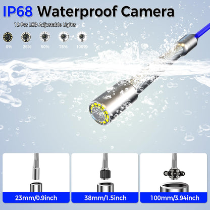 JINXINEBAY Sewer Pipe Inspection Camera, 4.3'' IPS Monitor with 32GB TF Card DVR, IP68 1080P Camera 32FT Fiberglass Cable, 8500mAh Battery Night Vision, for Home/Contractor/Plumber