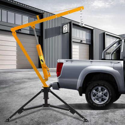 PioneerWorks Hydraulic Pickup Truck Crane, 360° Swivel Professional 2-Inch Hitch Receiver, 3 Adjustable Capacities: 500 Lbs, 750lbs, 1000 Lbs(Max) for Lifting Goods in Factory - Yellow