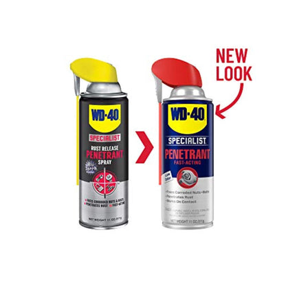 WD-40 Specialist Penetrant with Smart Straw, Penetrant for Metal, Rubber and Plastic Threads, Locks and Nuts, Industrial Strength Fast-Acting Formula, 11 Oz.