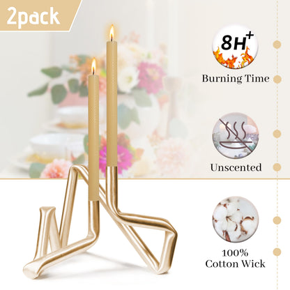Unscented Texture Taper Candle Yellow 10 Inch Spiral Candlesticks Smokeless Handmade Long Candle Stick for Home Wedding Dinner Decor Creative Gifts 2 PCS