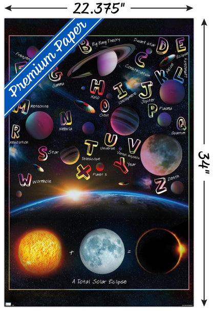 Trends International Ali Chris - The Solar System: Total Eclipse Letters Wall Poster, 34L x 22.4W, Premium Poster & Mount Bundle