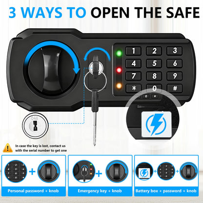6.1 Cuft Extra Large Fire Safes for Home, Digital Fireproof Safe with Programmable Keypad, Spare Keys and 3 Removable Shelves, Anti-Theft Security Waterproof Document Safe Box for Money Valuables