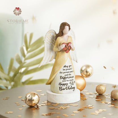 Storieme 50th Birthday Gifts for Her Women: Happy Birthday Gift for Friends Besites Sisters Daughter Mom 50 Year Old Woman Birthday Angel Figurine