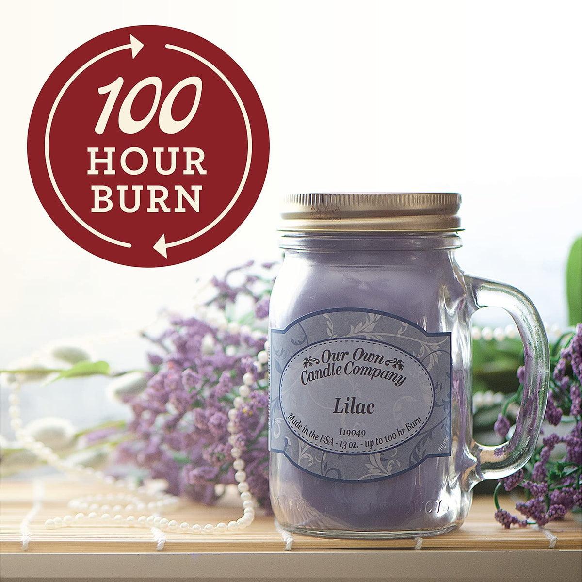 Our Own Candle Company, Cinnamon Scented Mason Jar Candle, 100 Hour Burn Time, 13 Ounces