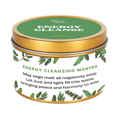 Premium Sage Candle with Energy Cleansing Mantra – Natural Soy Wax, Cotton Wick, Paraben and Phthalate-Free Scent, Non Toxic - Clean Scented Candles for New House, Housewarming, Smudging 6oz