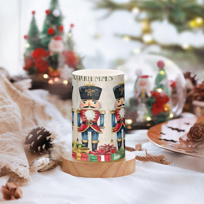 ALAZA Flickering Flameless Candles Christmas Nutcracker Garden Soldier Battery Operated Candles with Remote Timer LED Pillar Votive Candles Set of 2 for Holiday Decor