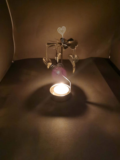 Rotary Candle Holder Spinning Candleholder Metal Small Gift (Heart)
