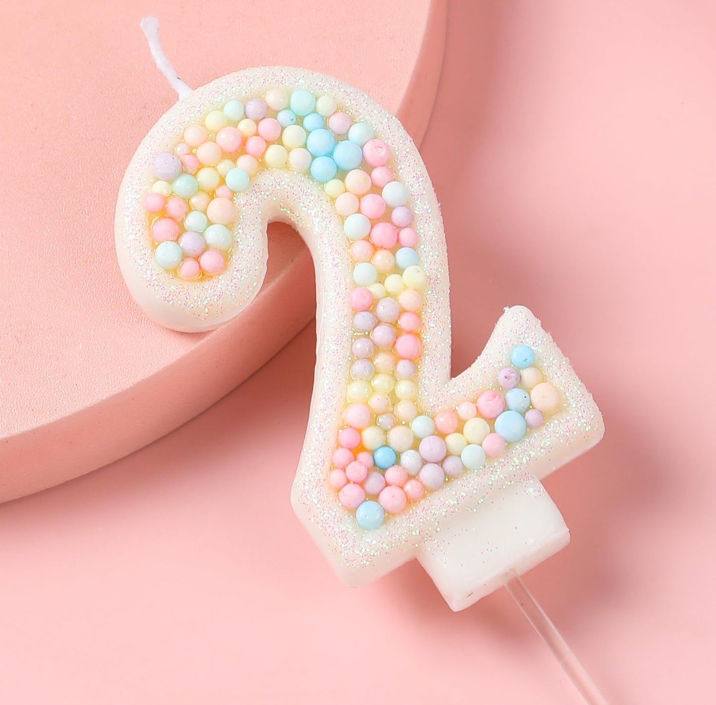 EAKE 22th Birthday Candle Macaron Glitter 3D Pastel Number 22 Candles for Girl Women Sweet Theme Birthday Wedding Anniversary Party Cake Decoration