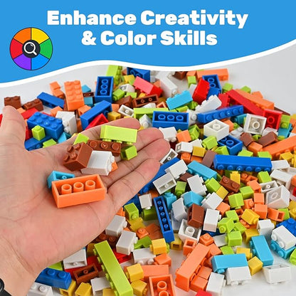 1600 PCS Building Bricks Set Classic Bulk Building Blocks Compatible with All Major Brands Includes 3 Baseplates 53 Wheels Doors Windows Accessories Creative STEM Construction Toy Gift for Kids