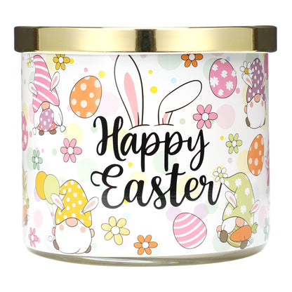 Easter Bunny Candles, Happy Easter Jasmine Scented Candle, 14 oz, 3 Wick Large Jar, Spring Bunny Candle Gifts for Women Men