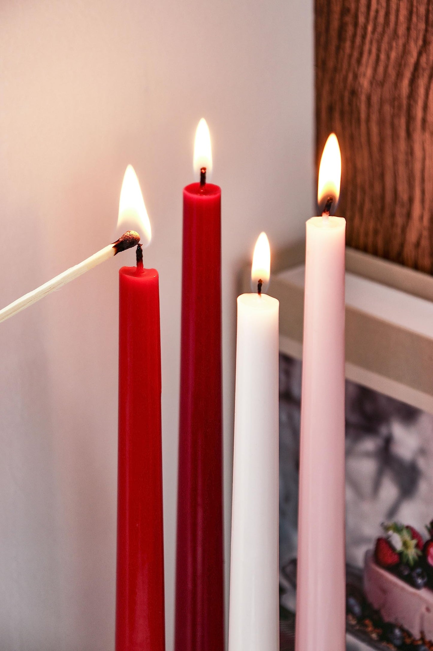 12 Inch Orange and Red Taper Candles Unscented Smokeless