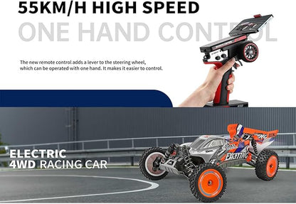 GoolRC WLtoys 124010 RC Cars for Adults 1:12 Scale Remote Control Car 4WD 55KM/H High Speed RC Racing Car 2.4GHz All Terrains Off Road RC Buggy Trucks for Teens (Black)