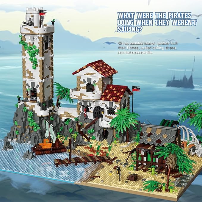 39041 The Pirate Harbo Building Block Set 8208 Pieces DIY Gulf Island Model Building Block Set Adult Creative Enthusiast Model Gifts and Unique Collectibles