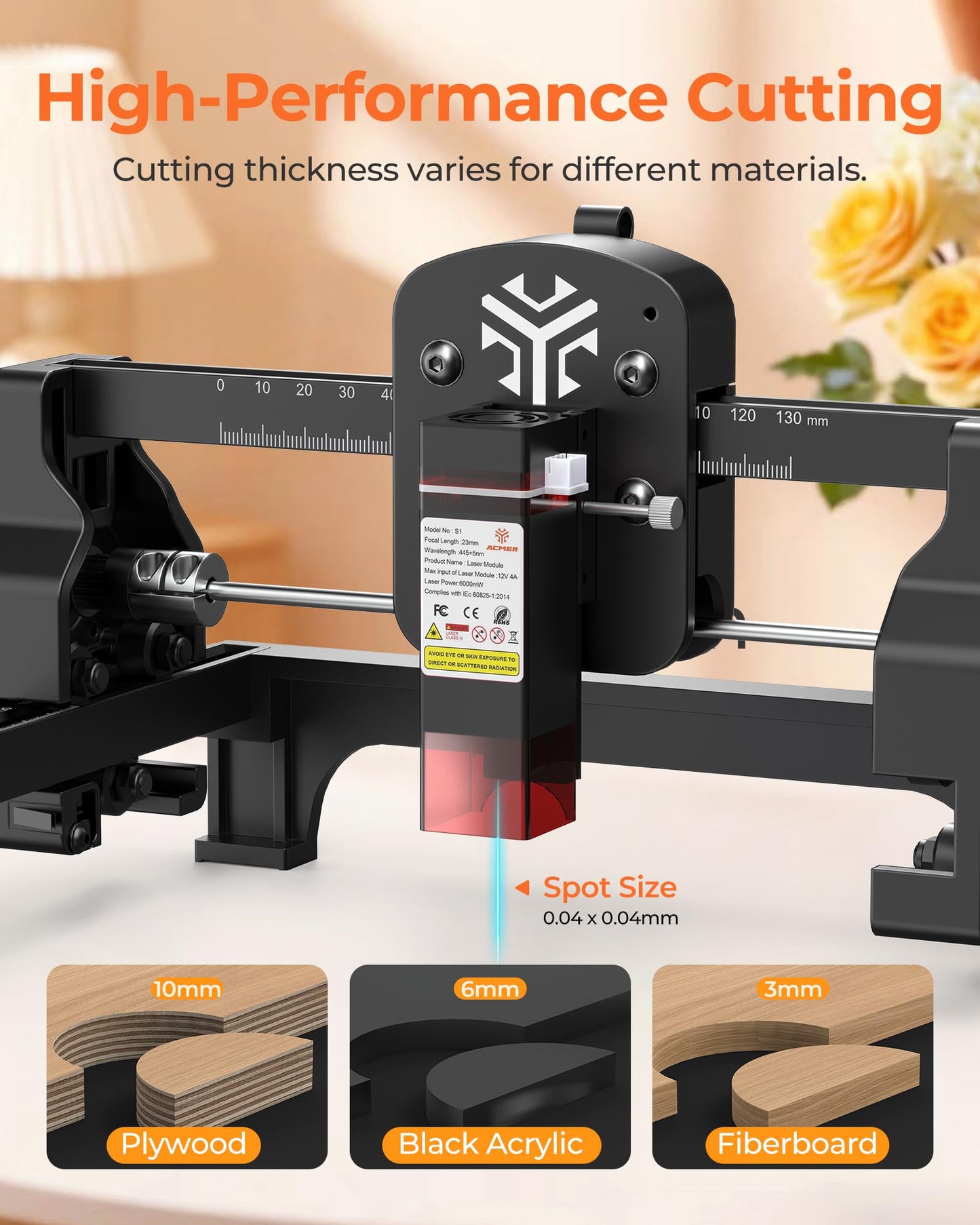 ACMER S1 6000mW Laser Engraver and Peach Wood Sheets 6 Pack