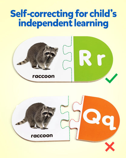 Coogam Learning Alphabet Matching Game, 36pcs Self-Correcting Sight Words Letter Number Cards, Fine Motor Educational Montessori Toy for Preschool Kindergarten 3 4 5 Years Old