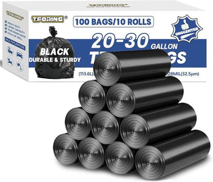 Heavy Duty Black Trash Bags by [Brand Name] - 1.28 Mil Thick, 30" x 35", 100 Count for Home & Office
