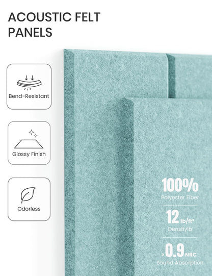 Large Felt Bulletin Board 48" x 36" Cork Board Alternative-12 Pack with 70 Safe Removable Adhesive Tabs, Cork Boards for Walls Cork Board for Home Office Classroom Pin Board-Teal Blue