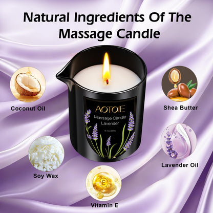 AOTOIE Massage Oil Candle,8.1 oz Low Temp Body Oil Candles for Massage Therapy, Moisturising Luxurious Relaxing Body Safe Soybean Wax Massage Candles for Home SPA (Lavender)