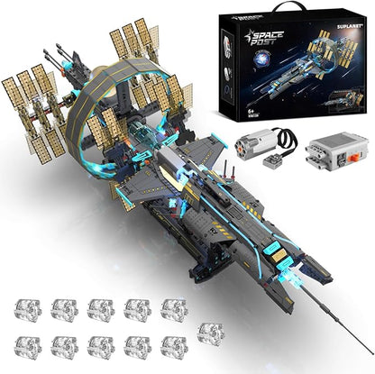 Space Station Spaceship Building Blocks Set with Motor &amp LED Lights Exploration Model Building Kits with Display Stand STEM Engineering Gift for KidsAdults and Space Fans (1471 PCS)