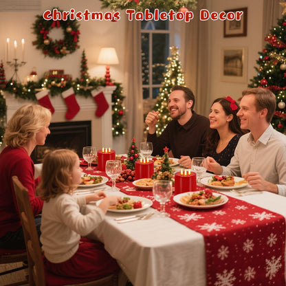 VEEKI Large 3 Wick Flameless Candles, 4"x4" Flickering Flameless Candles with Remote & Timer, Dimmable Real Wax LED Candles Battery Operated, Electric Pillar Candles for Home Xmas Decor (Red)